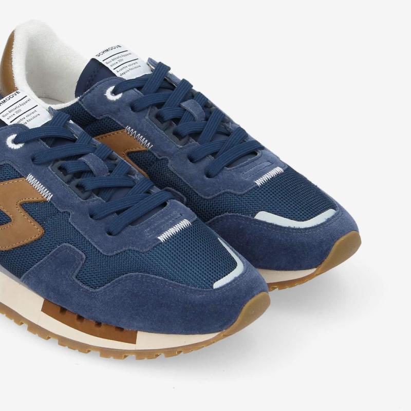 ATHENE RUNNER M - SUEDE/KNIT/NUB. - NAVY/TAUPE